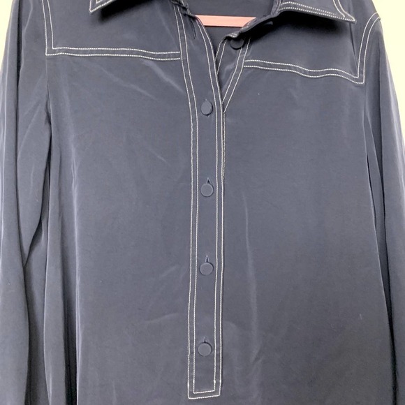 CO Collection Pre-Fall 29 Button Up Long Sleeve Midi Dress Navy Blue Size Medium - Picture 3 of 9